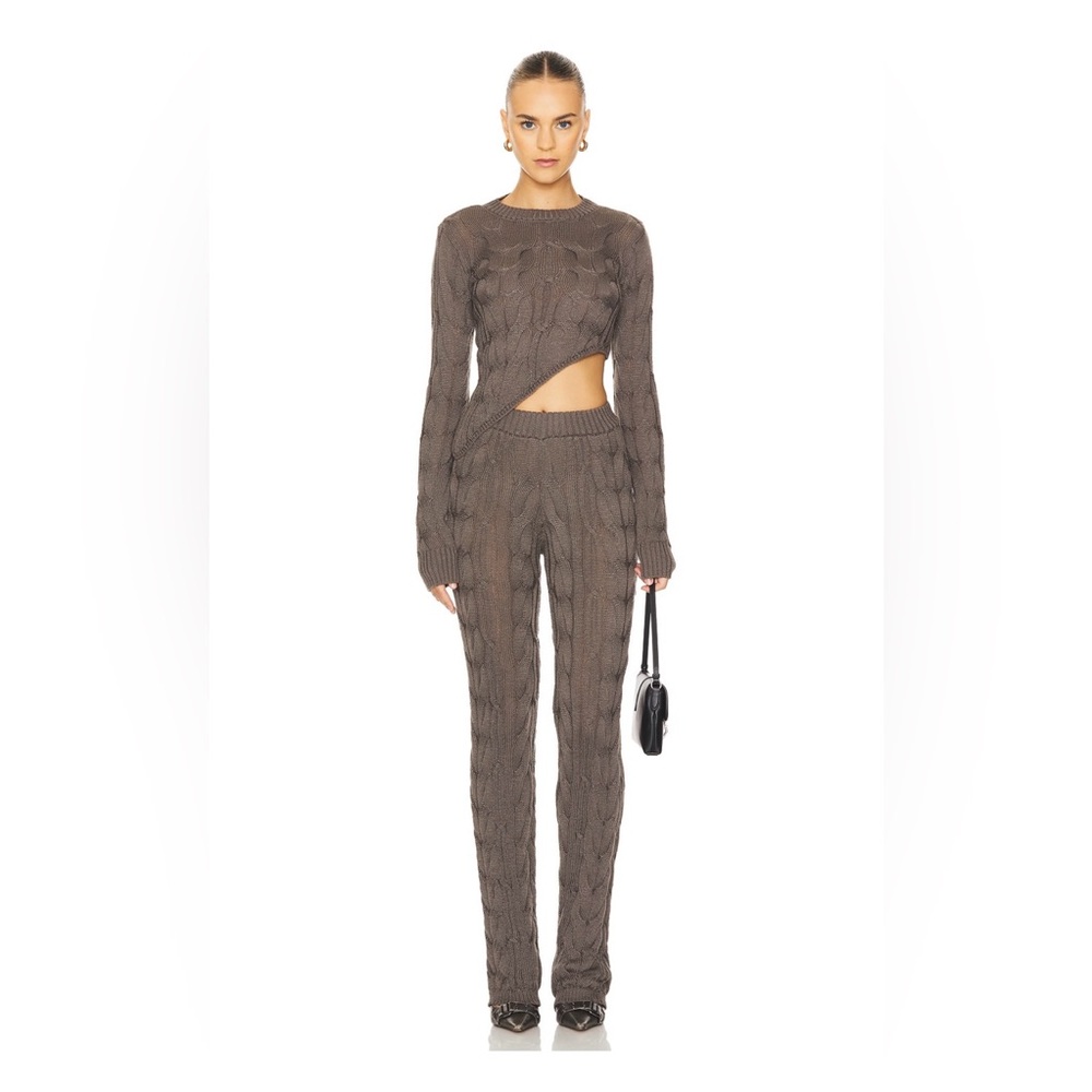 Women's Gray Cable Knit Set